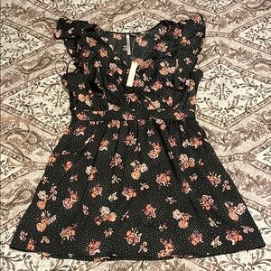 LC Lauren Conrad Women Floral Dress in Black and Pink